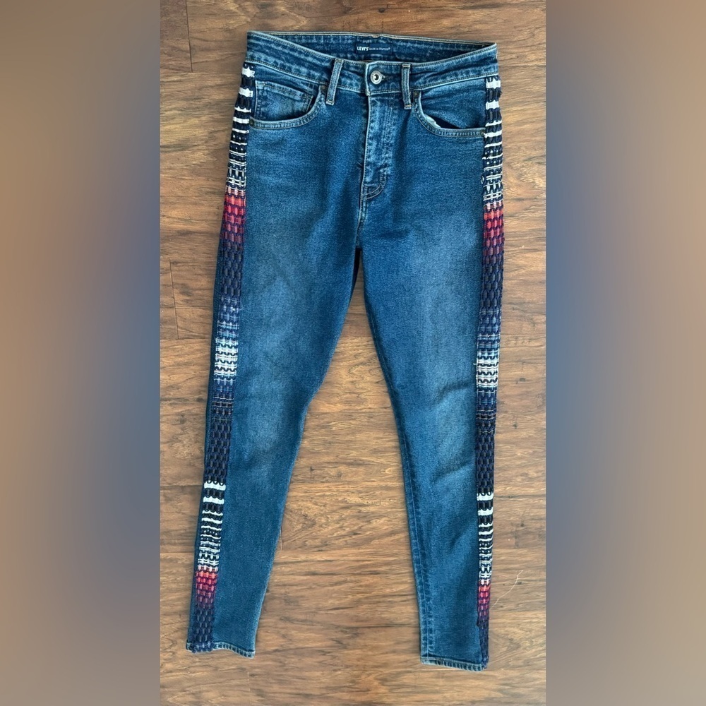Levi's Anthropologie Made & Crafted High Rise 721 Skinny Jeans Side Stripe 27/30